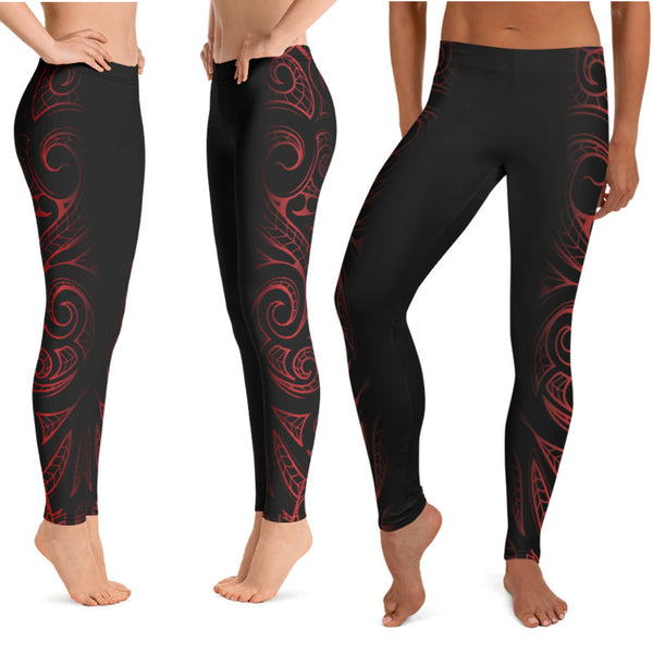 Gunmetal Gray Maori Tattoo Leggings for Women Printed Tribal Polynesian Ta  Moko Design Style Perfect for Yoga, Crossfit and Running -  Sweden