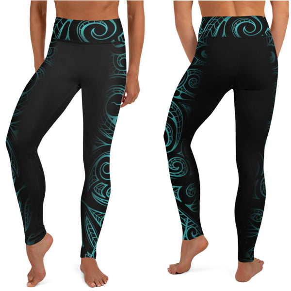 Polynesian Maori / Samoan Tattoo Long Leggings - 5 colors and Plus Size  available with 2 Band Widths