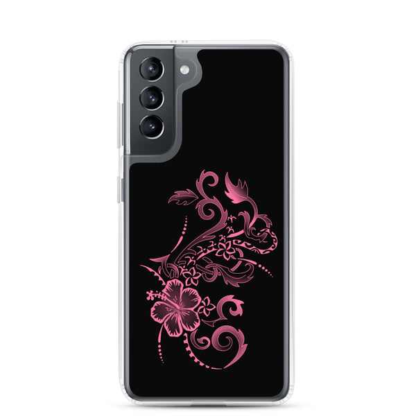 Hibiscus Tattoo - Hot Pink - Samsung Galaxy Case S10 S20 S21 S22 E FE Plus and Ultra