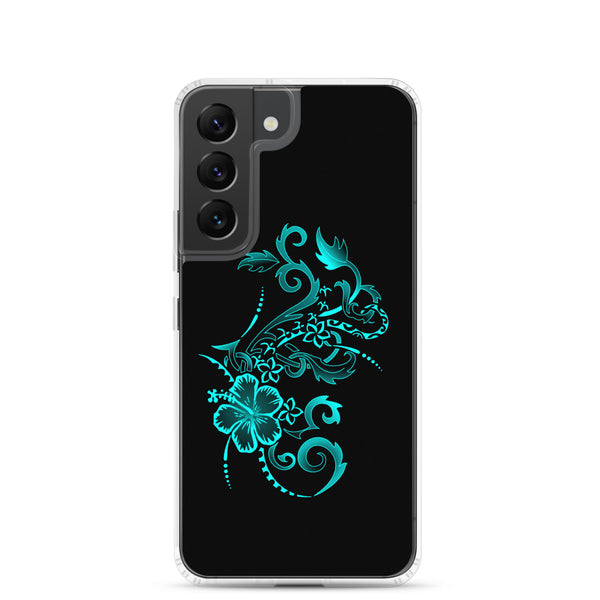 Hibiscus Tattoo - Teal - Samsung Galaxy Case S10 S20 S21 S22 E FE Plus and Ultra