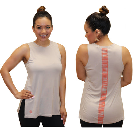Koru Racerback tank with a Built in Bra and Removable Cups - Maori Tattoo Design