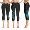 Teal Hibiscus Crop Legging 