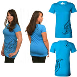 Turquoise Blue Plumeria tattoo print Polynesian t-shirt