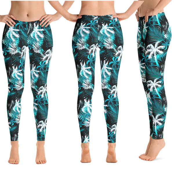 Hawaiian Tropical Palm Tree and Fern Long Yoga Leggings - 9 Colors Ava –  Ori Active