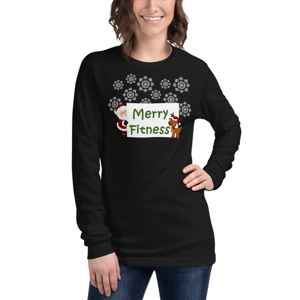 Christmas - Merry Fitness and a Happy New Rear Women's Long Sleeve Tee
