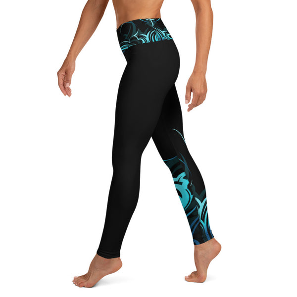 High waist Hawaiian ocean leggings