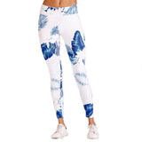 tropical blue and white leggings