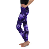 child purple Hawaiian palm tree leggings