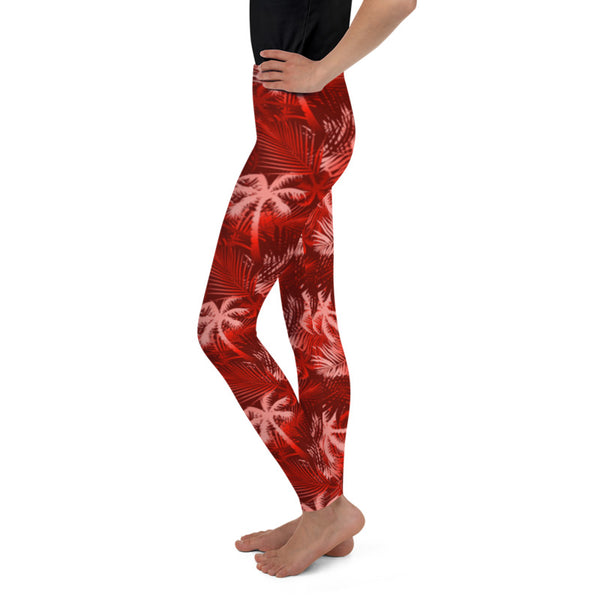 Hawaiian Red Palm Tree leggings for kids
